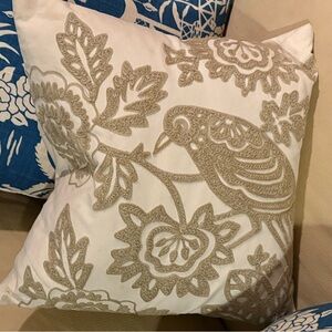 Pottery Barn crewel two toned pillow cover, 
bird motif. Cover only